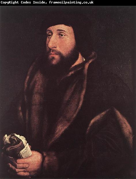 HOLBEIN, Hans the Younger Portrait of a Man Holding Gloves and Letter sg